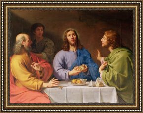 Square - Fort-philippe Framed Paintings - The Supper at Emmaus by Philippe de Champaigne
