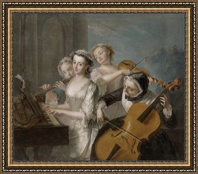 Square - Fort-philippe Framed Paintings - The Sense of Hearing by Philippe Mercier