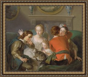 Square - Fort-philippe Framed Paintings - The Sense of Touch by Philippe Mercier