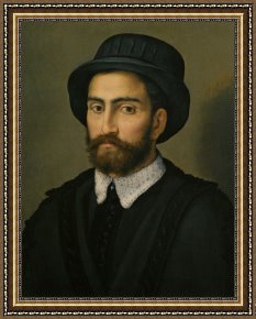 Bust Framed Prints - Portrait of a Man Bust Length Wearing a Black Coat And Hat by Pier Francesco Di Jacopo Foschi