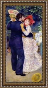 Pierre Framed Paintings - A Dance in the Country by Pierre Auguste Renoir