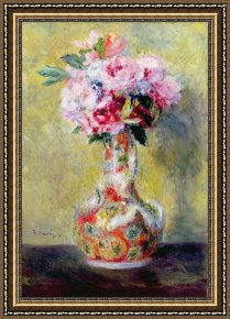 Vase Framed Prints - Bouquet in a Vase by Pierre Auguste Renoir
