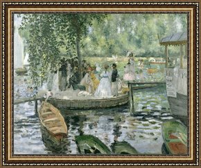 Pierre Framed Paintings - La Grenouillere by Pierre Auguste Renoir