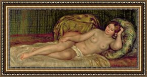 Naked Framed Paintings - Large Nude by Pierre Auguste Renoir