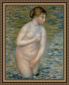 Water Framed Paintings - Nude in the Water by Pierre Auguste Renoir