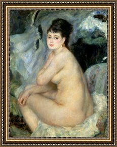 Seated Nude Framed Paintings - Nude Or Nude Seated On A Sofa 1876 by Pierre Auguste Renoir