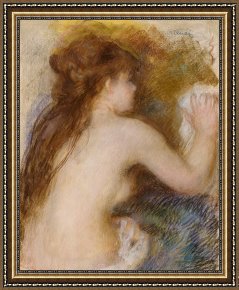 Unclothed Framed Paintings - Rear view of a nude woman by Pierre Auguste Renoir