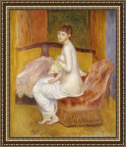 Seated Nude Framed Paintings - Seated Nude by Pierre Auguste Renoir
