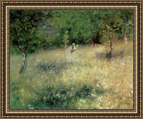 Pierre Framed Paintings - Spring at Chatou by Pierre Auguste Renoir