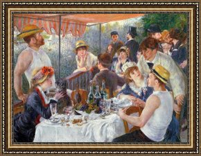 Pierre Framed Paintings - The Luncheon of the Boating Party by Pierre Auguste Renoir