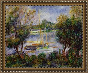 Seine Framed Paintings - The Seine at Argenteuil by Pierre Auguste Renoir