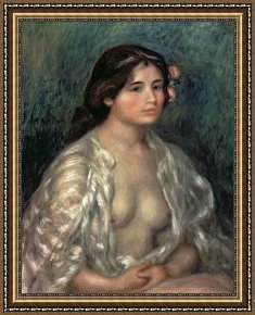 Unclothed Framed Paintings - Woman Semi Nude by Pierre Auguste Renoir