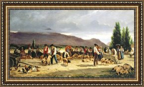 Kohler's Pig Framed Prints - The Pig Market by Pierre Edmond Alexandre Hedouin