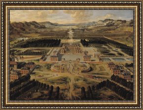 View of Delft Framed Paintings - Perspective view of the Chateau Gardens and Park of Versailles by Pierre Patel