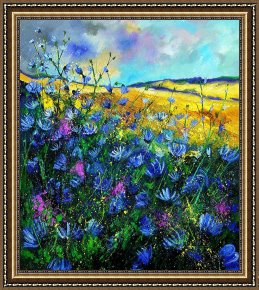 Wild Boar Framed Prints - Blue wild chicorees by Pol Ledent