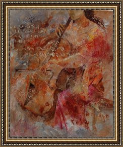 Pianist And Checker Players 1924 Framed Prints - Cello Player by Pol Ledent