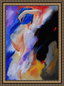 Cubist Nude Orange And Purple Framed Paintings - Nude 579020 by Pol Ledent