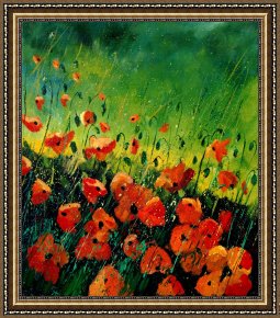 Meadow Poppies IV Framed Prints - Orange poppies by Pol Ledent