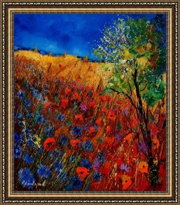 Meadow Poppies IV Framed Prints - Summer landscape with poppies by Pol Ledent