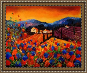 Meadow Poppies IV Framed Prints - Tuscany Poppies by Pol Ledent