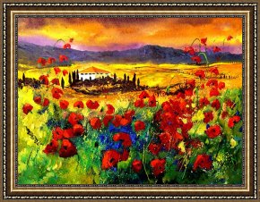 Meadow Poppies IV Framed Prints - Tuscany Poppies by Pol Ledent