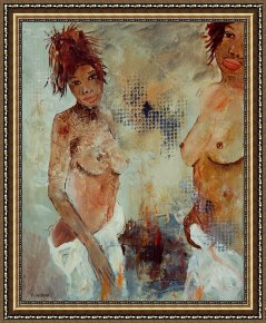 Saba at The Balcony VIII Black Dress Framed Prints - Two black sisters by Pol Ledent