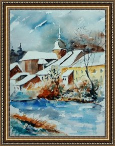 Watercolor Framed Prints - Watercolor Chassepierre by Pol Ledent