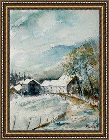 Watercolor Framed Prints - Watercolor Sechery 1207 by Pol Ledent