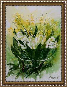 Watercolor Framed Prints - Watercolor Tulips by Pol Ledent