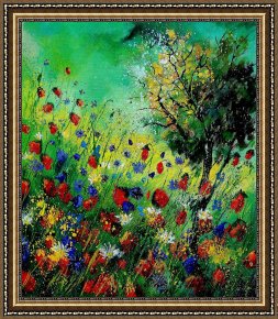 Wild Boar Framed Prints - Wild Flowers 670130 by Pol Ledent