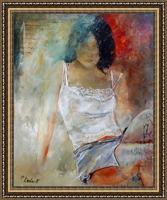 Young Framed Prints - Young Girl Sitting by Pol Ledent