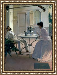 La Casa E I Papaveri Framed Prints - Open Air Interior Barcelona by Ramon Casas i Carbo