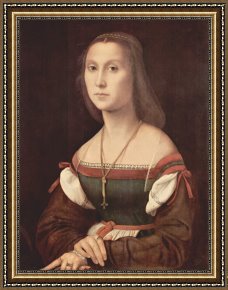 Raphael Framed Prints - Portrait of a Young Woman aka La Muta - 1507 by Raphael