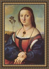 Raphael Framed Prints - Portrait of Maddalena Doni by Raphael