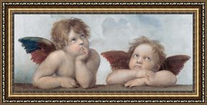 Raphael Framed Prints - Putti Detail From The Sistine Madonna by Raphael