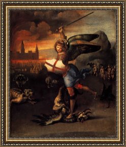 Raphael Framed Prints - Saint Michael And The Dragon by Raphael