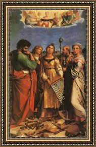 Raphael Framed Prints - St Cecilia with Sts Paul, John Evangelists, Augustine And Mary Magdalene by Raphael