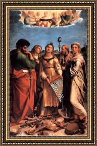 Raphael Framed Prints - The Saint Cecilia Altarpiece by Raphael