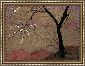 Raymond Gehman Framed Prints - A Flowering Plum Tree Against a Wall Near by Raymond Gehman