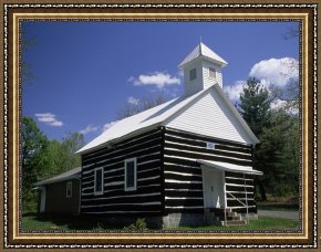 Raymond Gehman Framed Prints - Old Log Church on Droop Mountain in The Allegheny Mountains by Raymond Gehman