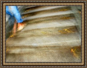 Walking The Plank Framed Paintings - Person Walking Down Staircase in San Francisco by Raymond Gehman