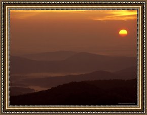 Misty Framed Prints - Sunrise Over Misty Blue Ridge Mountain Ridges by Raymond Gehman