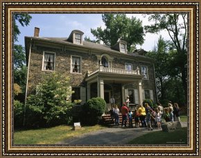 Swine, 19th Century Framed Prints - Tourists Gather for a Tour of The Fort Hunter Mansion a 19th Century Estate on The Susquehanna by Raymond Gehman