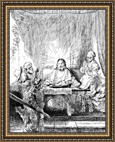 The Last Supper Framed Prints - Rembrandt Etching Supper At Emmaus by Rembrandt