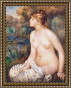 Seated Nude Framed Paintings - Seated Female Nude by Renoir