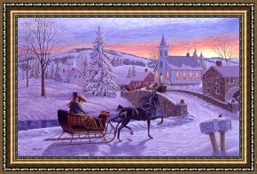Wolfe Framed Paintings - An Old Fashioned Christmas by Richard De Wolfe