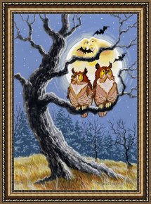 Wolfe Framed Paintings - Hooty Whos There by Richard De Wolfe