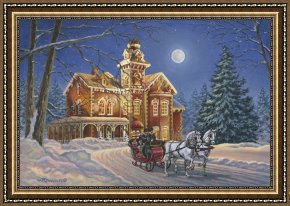 Wolfe Framed Paintings - Moonlight Travelers by Richard De Wolfe