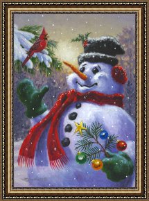 Wolfe Framed Paintings - Seasons Greetings by Richard De Wolfe