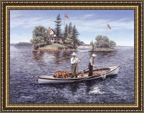 The Inferno, Canto 8, Lines 2729 Soon As Both Embark Framed Prints - Shore Lunch on the Line by Richard De Wolfe